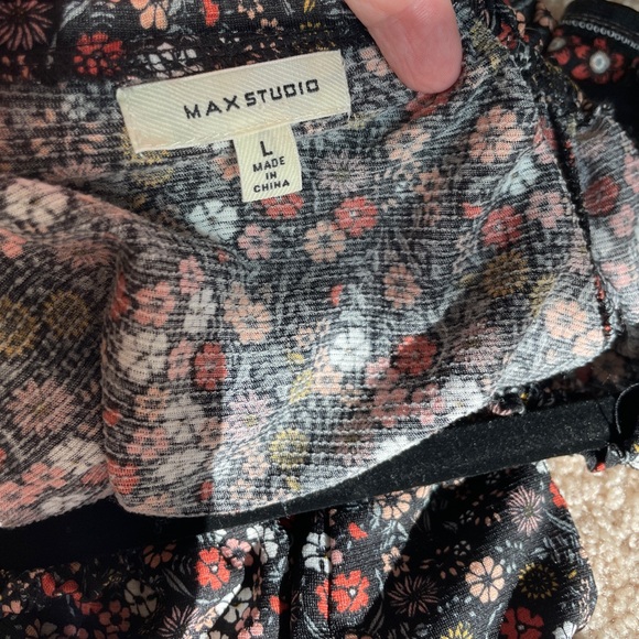 Max Studio Black Floral Dress Size Large - Picture 4 of 6